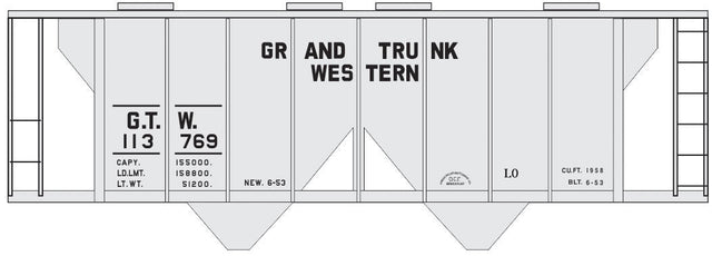 Railroad Decal Set -- Grand Trunk Western 2-Bay Covered Hopper (gray Car, Cement Car)