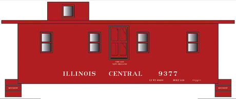 Railroad Decal Set -- Illinois Central Side-Door Cupola Caboose (Boxcar Red Car, No Logo)