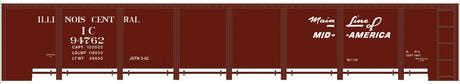 Railroad Decal Set -- Illinois Central 41' Steel Gondola (Boxcar Red, Mainline Mid of America Logo