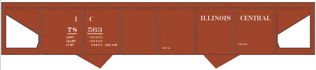 Railroad Decal Set -- Illinois Central 2-Bay Steel Hopper (Boxcar Red, No Logo)