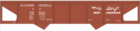 Railroad Decal Set -- Illinois Central 2-Bay Steel Hopper (Boxcar Red, Mainline Mid of America Log