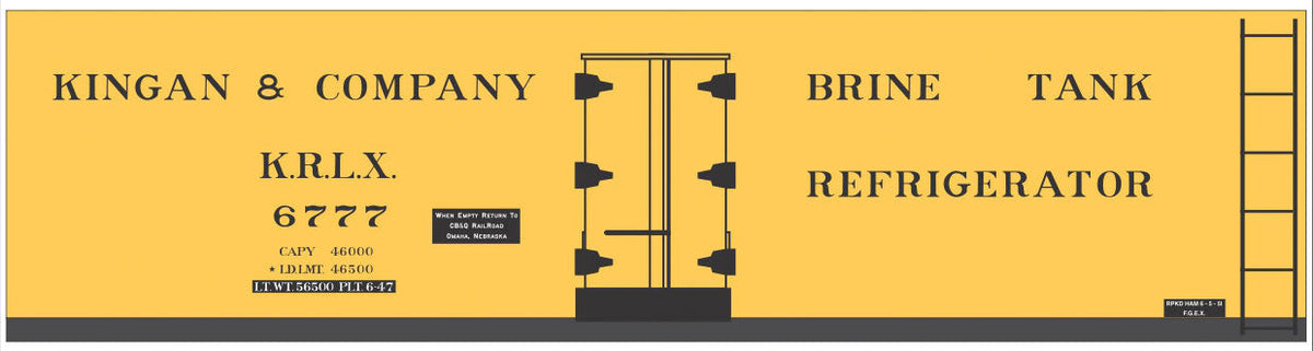 Railroad Decal Set -- Kingan & Company 37' Steel Reefer (yellow Car)