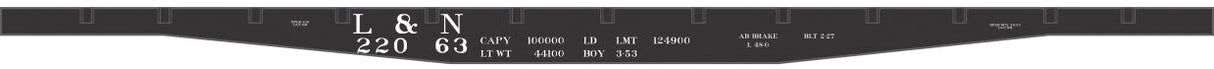 Railroad Decal Set -- Louisville & Nashville 45' Steel Flatcar (black)
