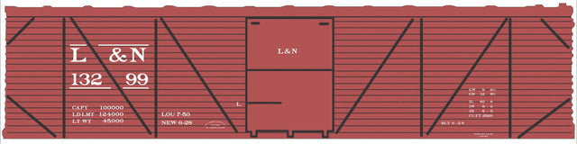 Railroad Decal Set -- Louisville & Nashville 40' Single-Sheathed Wood Boxcar (Boxcar Red, No Logo)