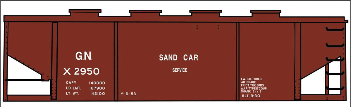 Railroad Decal Set -- Great Northern Sand Hopper Car