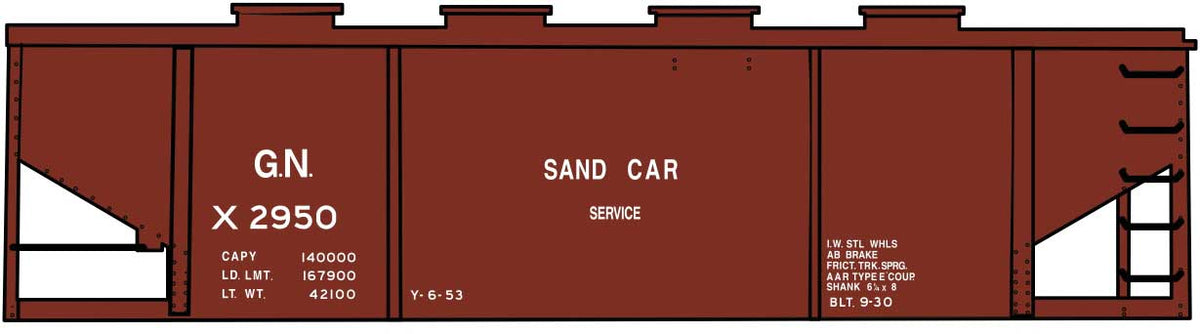 Railroad Decal Set -- Great Northern Sand Hopper Car