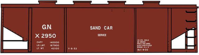 Railroad Decal Set -- Great Northern Sand Hopper Car