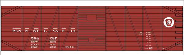 Railroad Decal Set -- Pennsylvania Railroad 40' Single-Sheathed Boxcar
