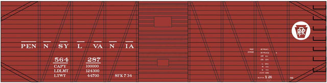Railroad Decal Set -- Pennsylvania Railroad 40' Single-Sheathed Boxcar