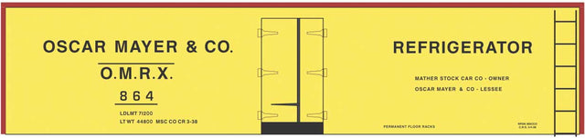 Railroad Decal Set -- Oscar Mayer 40' Steel Reefer (yellow)