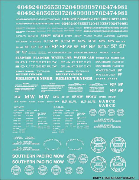 Railroad Decal Set -- Southern Pacific Maintenance-of-Way Work Cars