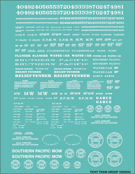 Railroad Decal Set -- Southern Pacific Maintenance-of-Way Work Cars
