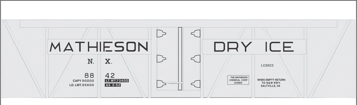 Railroad Decal Set -- Mathieson Dry Ice 40' Insulated Boxcar (hinged door)