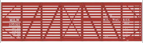 Railroad Decal Set -- Milwaukee Road 40' Wood Stock Car