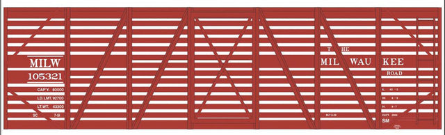 Railroad Decal Set -- Milwaukee Road 40' Wood Stock Car