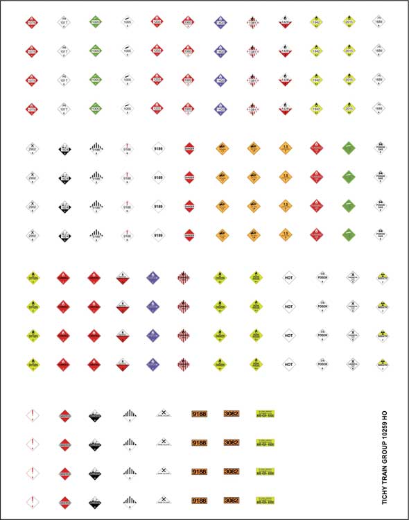 Railroad Decal Set -- Hazardous Materials Placards pkg(170)