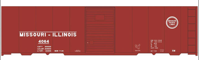 Railroad Decal Set -- Missouri-Illinois MP 40' Steel Boxcar (Boxcar Red Car)