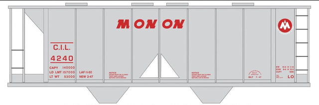 Railroad Decal Set -- Monon 2-Bay Covered Hopper (gray Car)