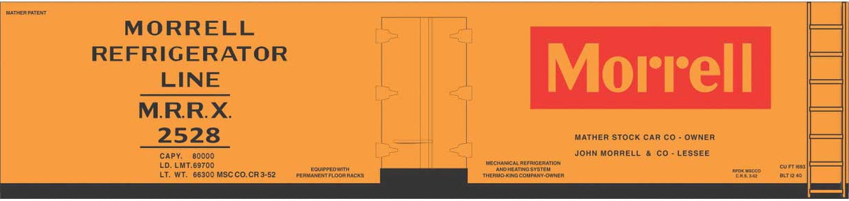 Railroad Decal Set -- Morrell 40' Wood Reefer