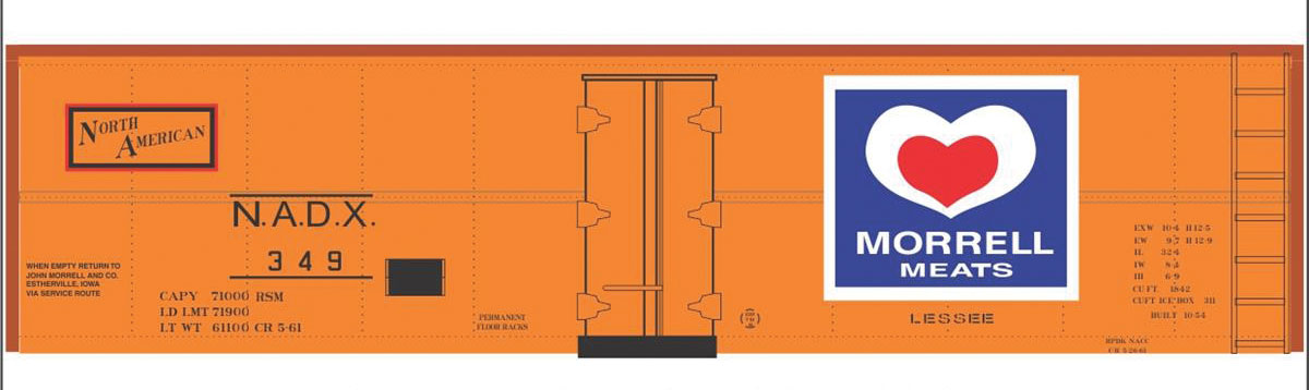Railroad Decal Set -- Morrell 40' Wood Reefer (Heart Logo)