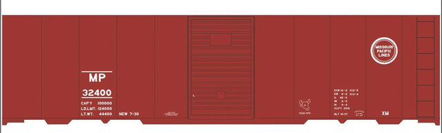 Railroad Decal Set -- Missouri Pacific 40' Steel Boxcar (Boxcar Red Car)