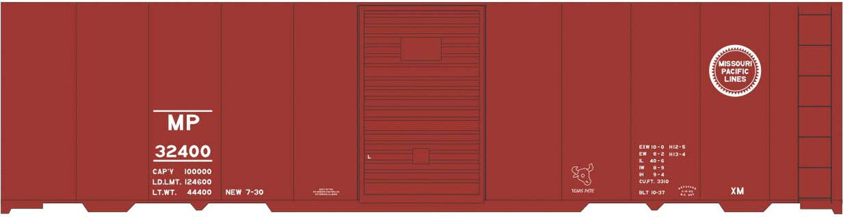 Railroad Decal Set -- Missouri Pacific 40' Steel Boxcar (Boxcar Red Car)
