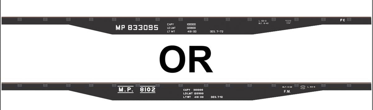 Railroad Decal Set -- Missouri Pacific 50' Steel Flatcar (black Car)