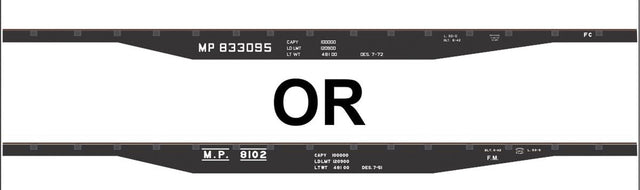 Railroad Decal Set -- Missouri Pacific 50' Steel Flatcar (black Car)