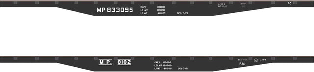 Railroad Decal Set -- Missouri Pacific 50' Steel Flatcar (black Car)