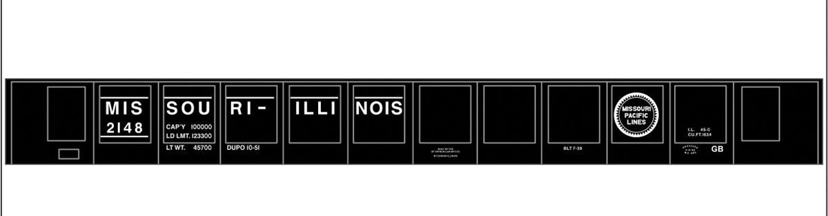 Railroad Decal Set -- Missouri-Illinois MP 45' Steel Gondola (black Car)