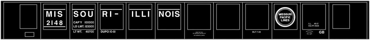 Railroad Decal Set -- Missouri-Illinois MP 45' Steel Gondola (black Car)