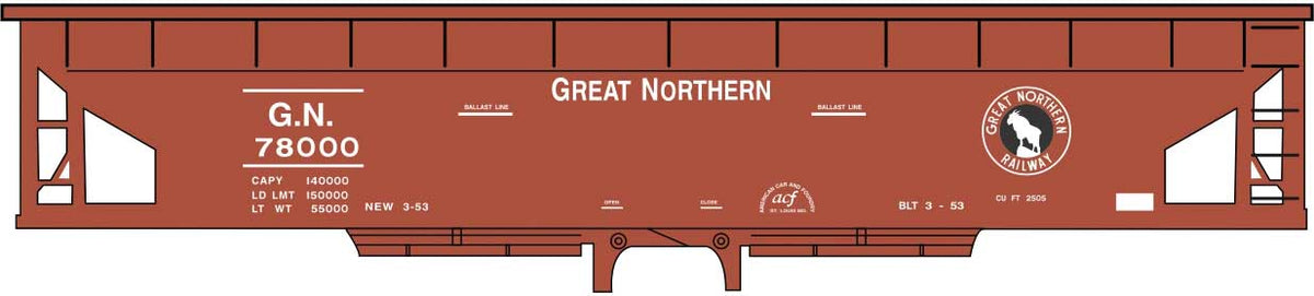 Railroad Decal Set -- Great Northern Ballast Hopper (Boxcar Red Car)
