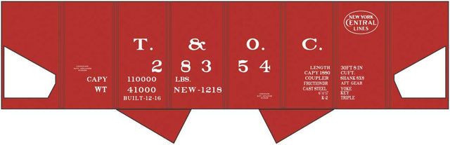 Railroad Decal Set -- Toledo and Ohio Central NYC USRA 2-Bay Hopper (Boxcar Red Car)