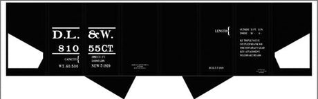 Railroad Decal Set -- Delaware, Lackawanna & Western USRA 2-Bay Hopper (black car)