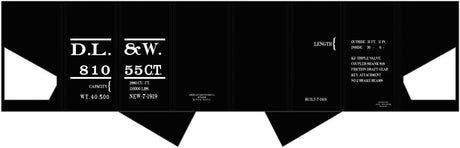 Railroad Decal Set -- Delaware, Lackawanna & Western USRA 2-Bay Hopper (black car)