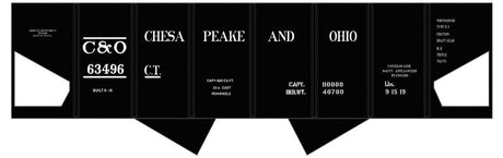 Railroad Decal Set -- Chesapeake & Ohio USRA 2-Bay Hopper (black car)