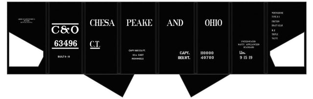 Railroad Decal Set -- Chesapeake & Ohio USRA 2-Bay Hopper (black car)