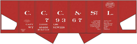Railroad Decal Set -- Big Four CCC&StL NYC USRA 2-Bay Hopper (Boxcar Red Car)