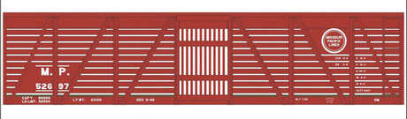 Railroad Decal Set -- Missouri Pacific 40' Wood Stock Car (Boxcar Red Car)