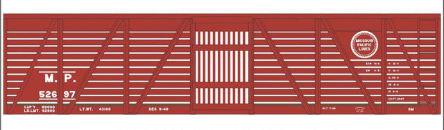 Railroad Decal Set -- Missouri Pacific 40' Wood Stock Car (Boxcar Red Car)