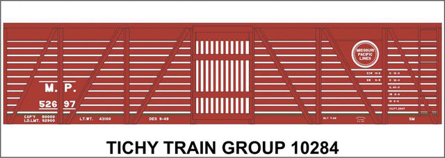 Railroad Decal Set -- Missouri Pacific 40' Wood Stock Car (Boxcar Red Car)