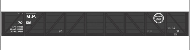 Railroad Decal Set -- Missouri Pacific 41' 6" Wood Gondola (black Car)