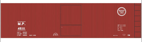 Railroad Decal Set -- Missouri Pacific Double-Sheathed 40' Wood Boxcar (Boxcar Red Car)