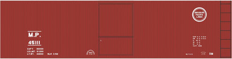 Railroad Decal Set -- Missouri Pacific Double-Sheathed 40' Wood Boxcar (Boxcar Red Car)