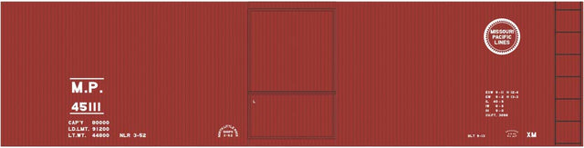 Railroad Decal Set -- Missouri Pacific Double-Sheathed 40' Wood Boxcar (Boxcar Red Car)
