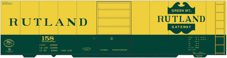 Railroad Decal Set -- Rutland 40' Steel Boxcar (green, yellow car)