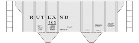Railroad Decal Set -- Rutland 2-Bay Covered Hopper (gray car)