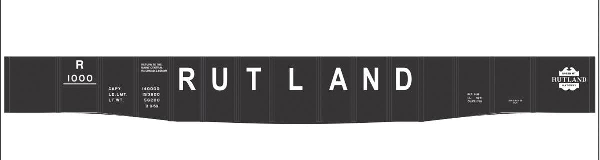Railroad Decal Set -- Rutland 41' 6" Steel Gondola (black car)