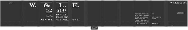 Railroad Decal Set -- Wheeling & Lake Erie 41' Steel Gondola