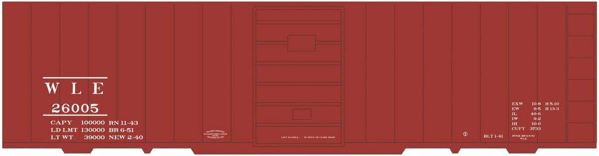 Railroad Decal Set -- Wheeling & Lake Erie 40' Steel Boxcar